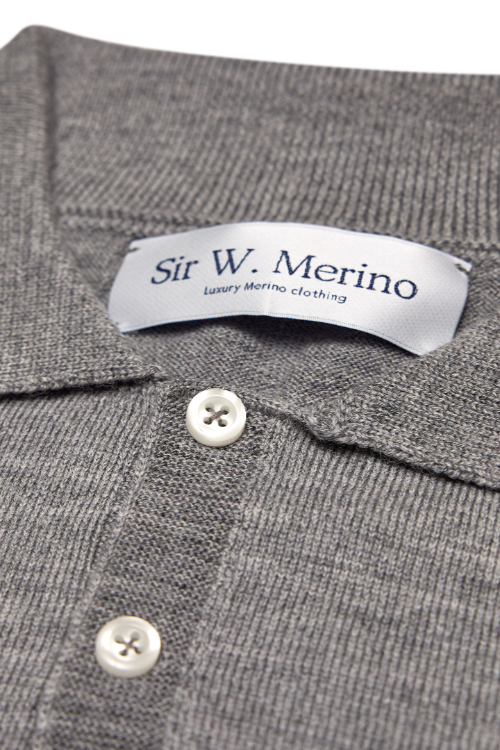 Grey Merino wool polo