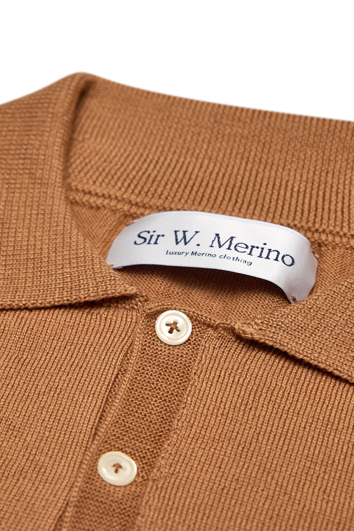 Brown Merino wool polo Sweater
