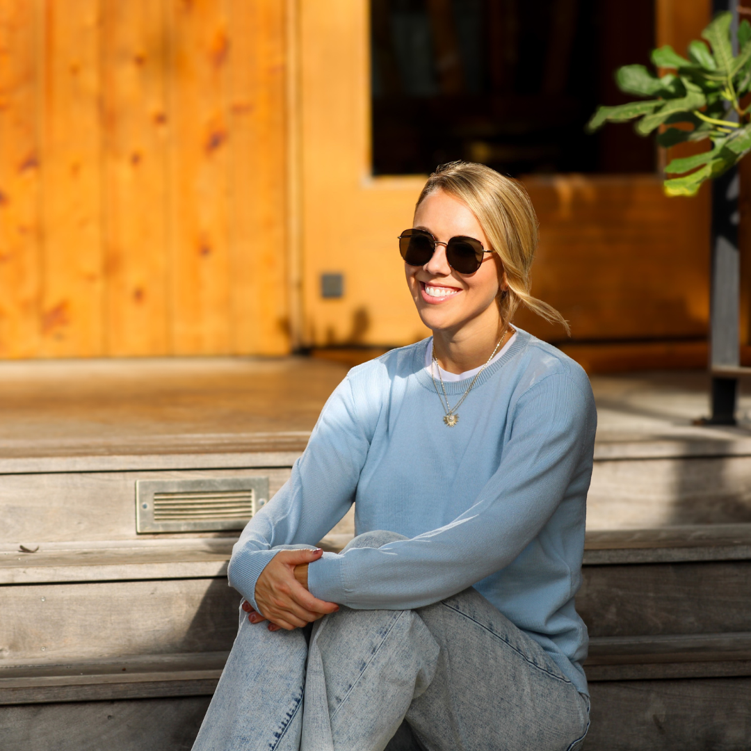 Women's Merino Crew Neck Sweater- Ice Blue