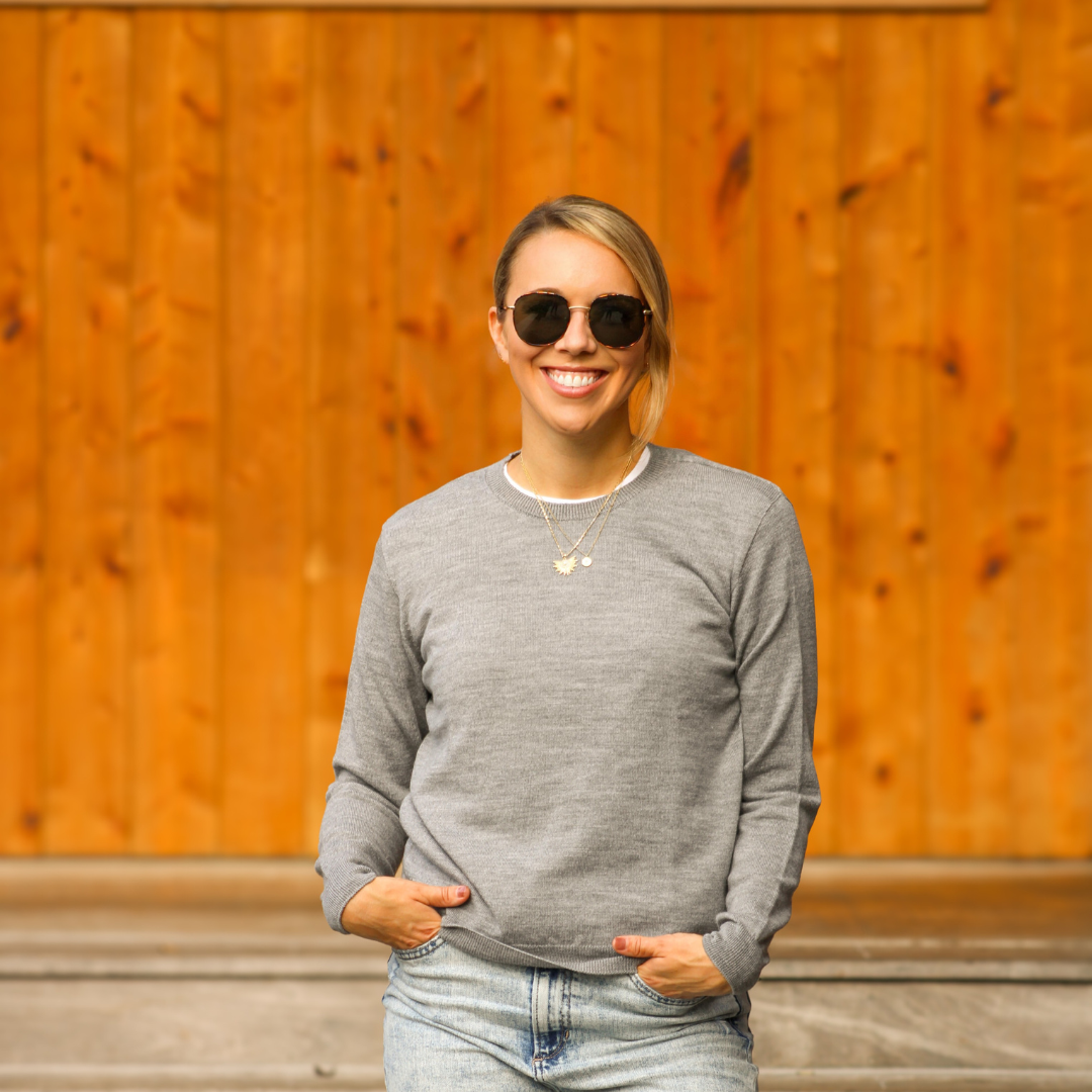 Women's Merino Crew Neck Sweater- Grey