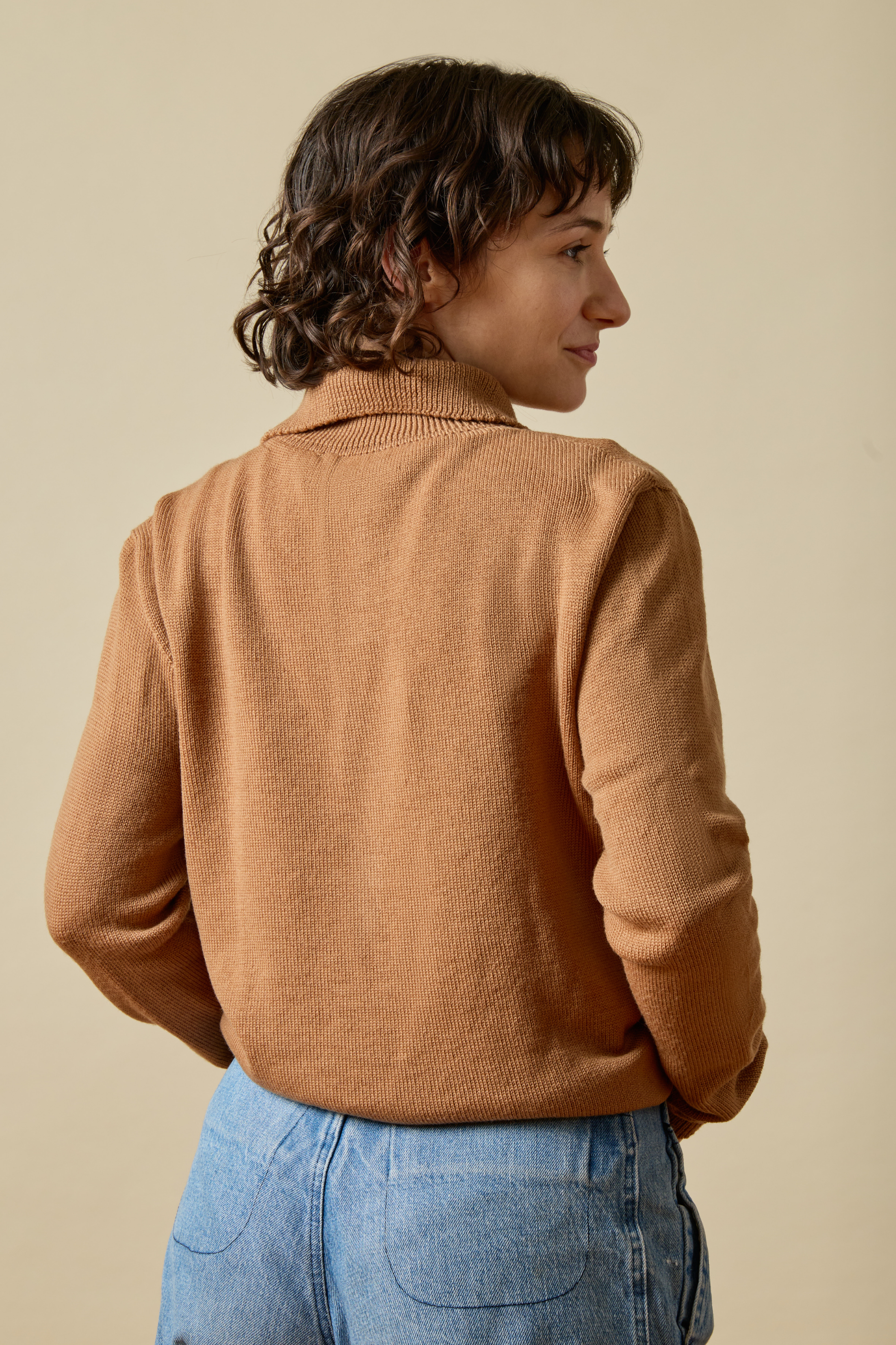 Merino Polo Sweater- Buck Brown
