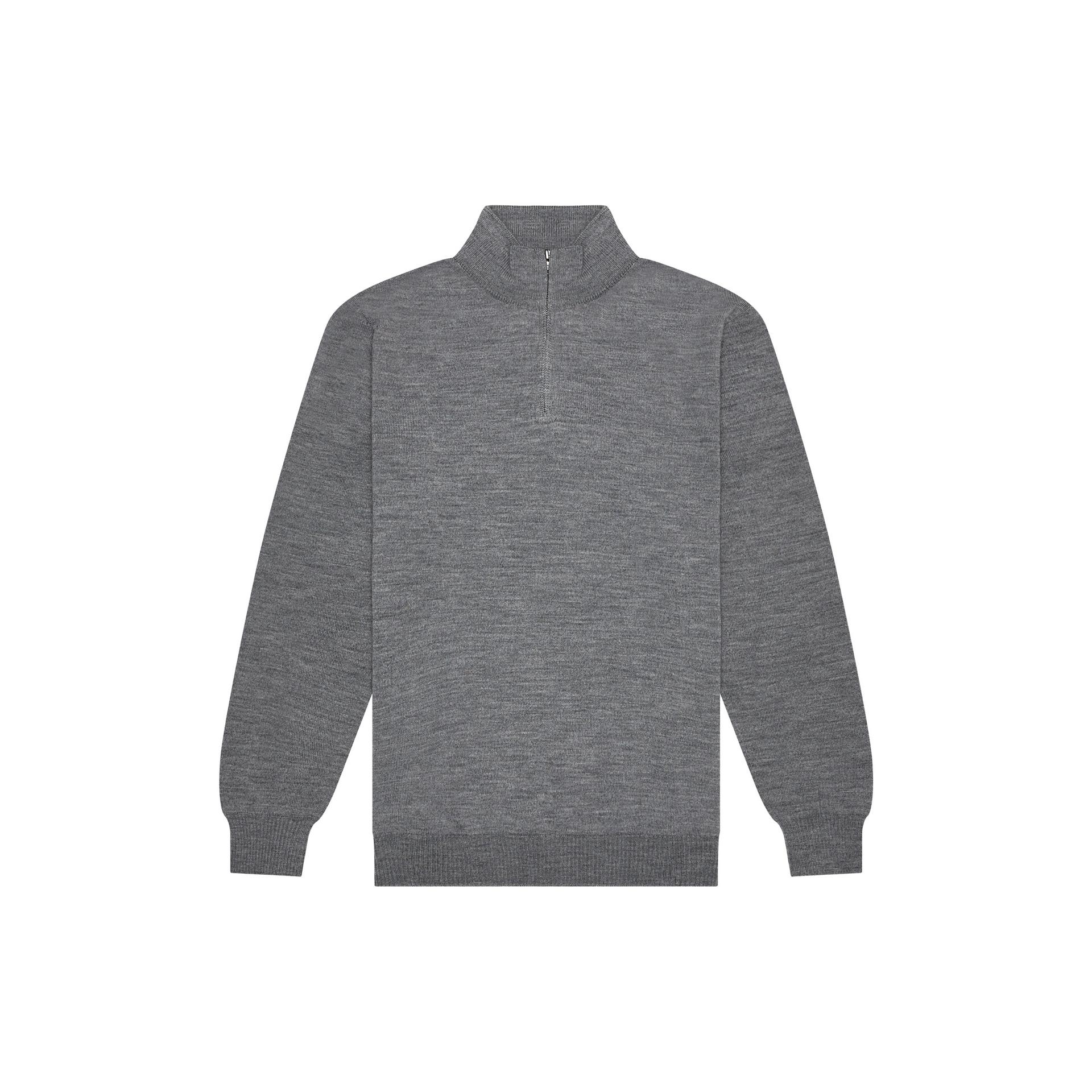 Merino Wool Quarter Zip Pullover -Grey