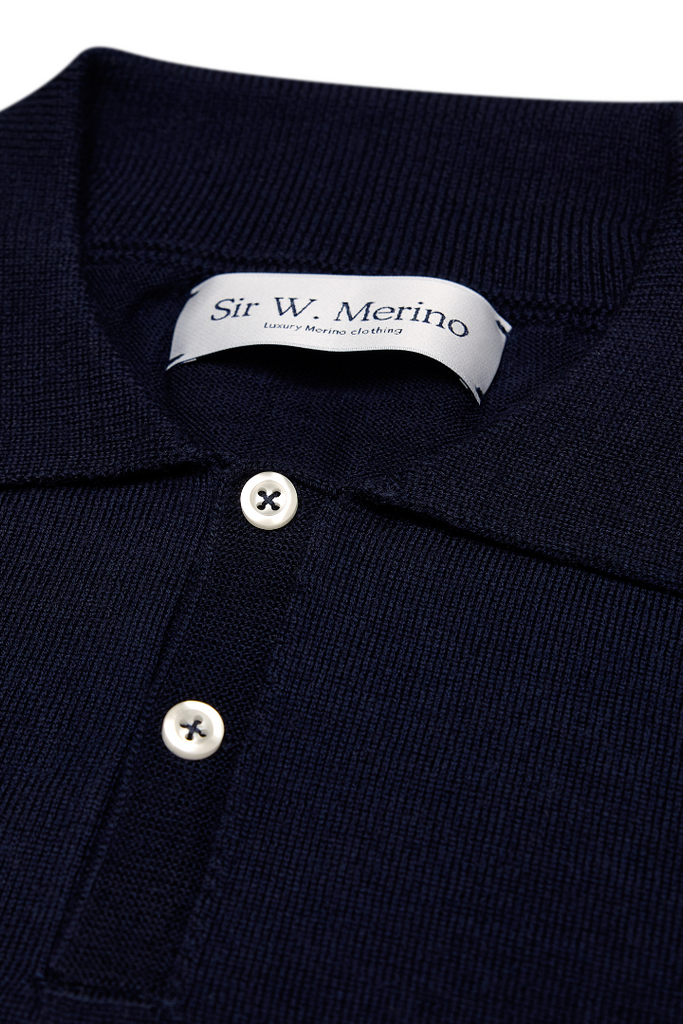 Navy Merino wool polo knit Sweater