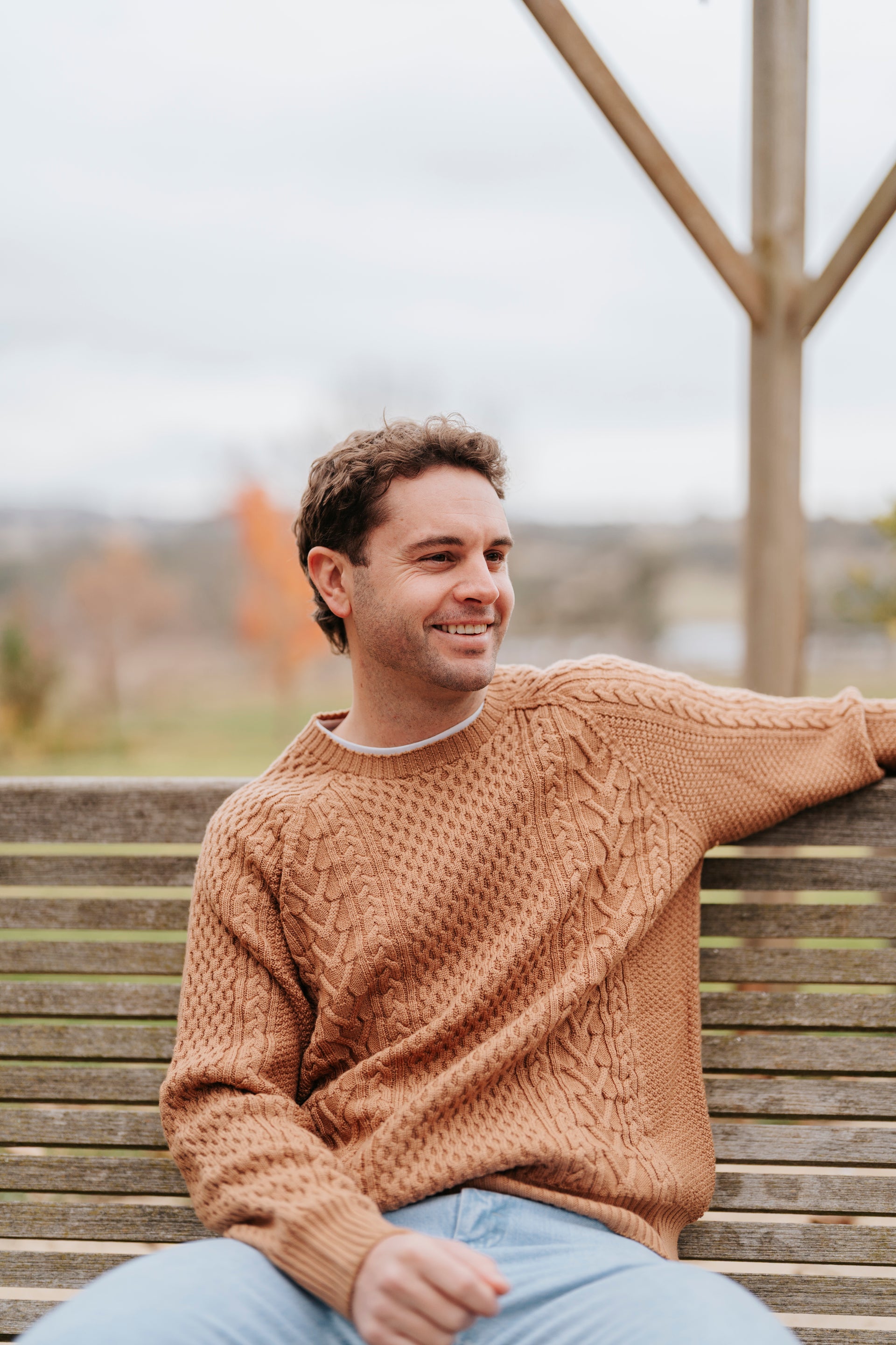Merino Chunky Cable-knit Sweater- Buck Brown