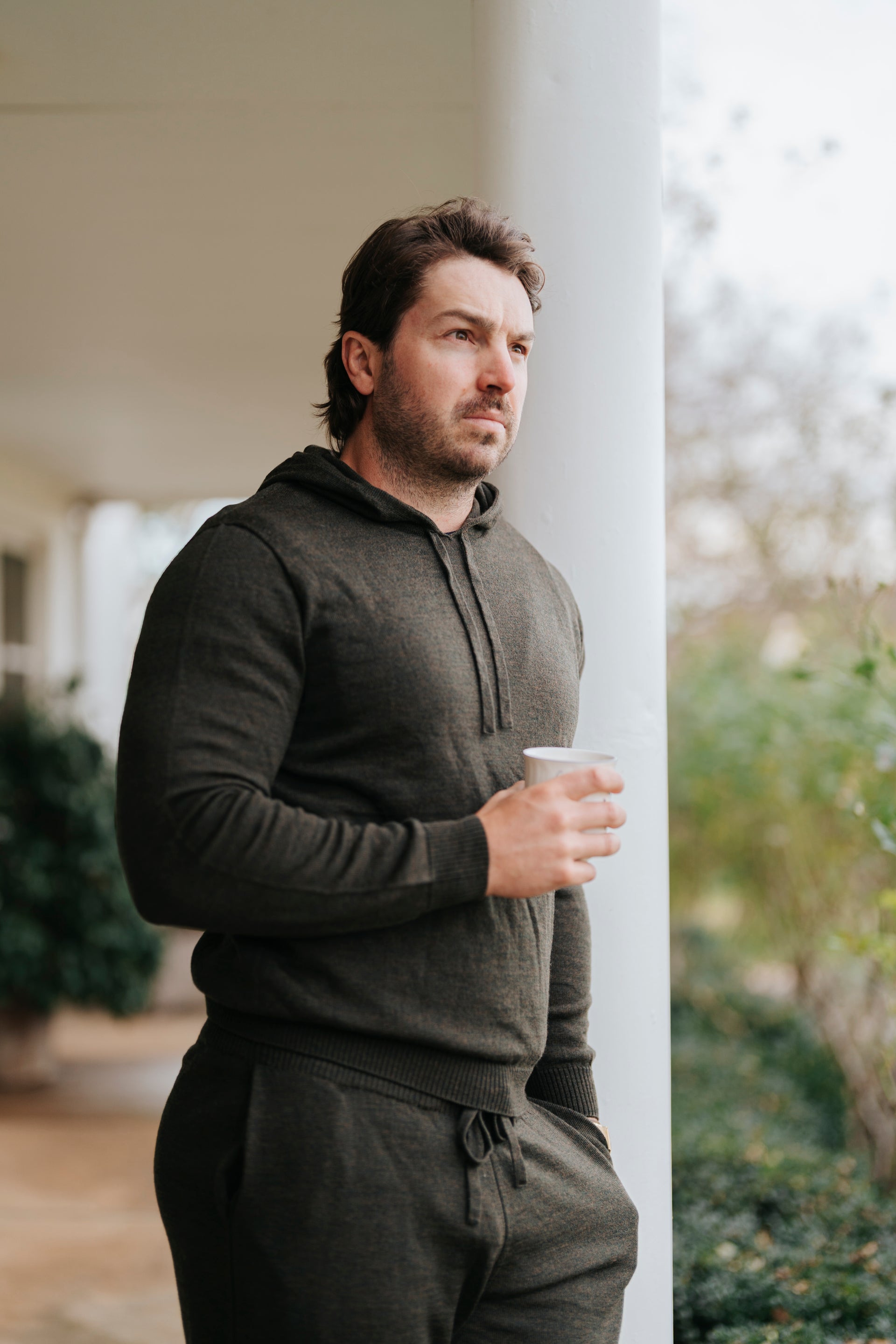 Merino Lightweight Travel Hoodie- Dark Green
